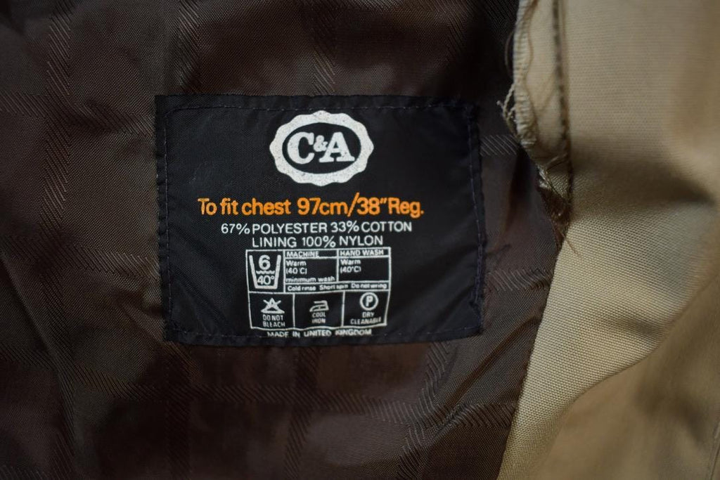 Vintage 1990s C&A Made in England Single Breasted Trench Coat - 38R