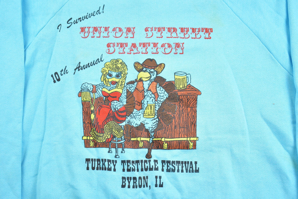 Vintage 1990s Bryon Illinois Turkey Testicle Festival Crewneck Sweatshirt