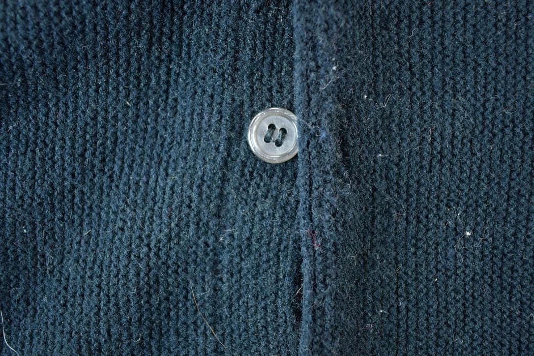 Vintage 1970s Sears Student Knit Perfect Mild Distress Cardigan Sweater Made In USA