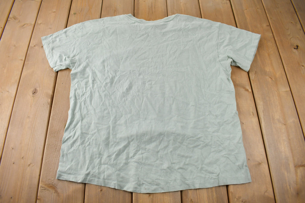 Vintage 1990s Single Stitch Hanes Blank Green T Shirt Size XL