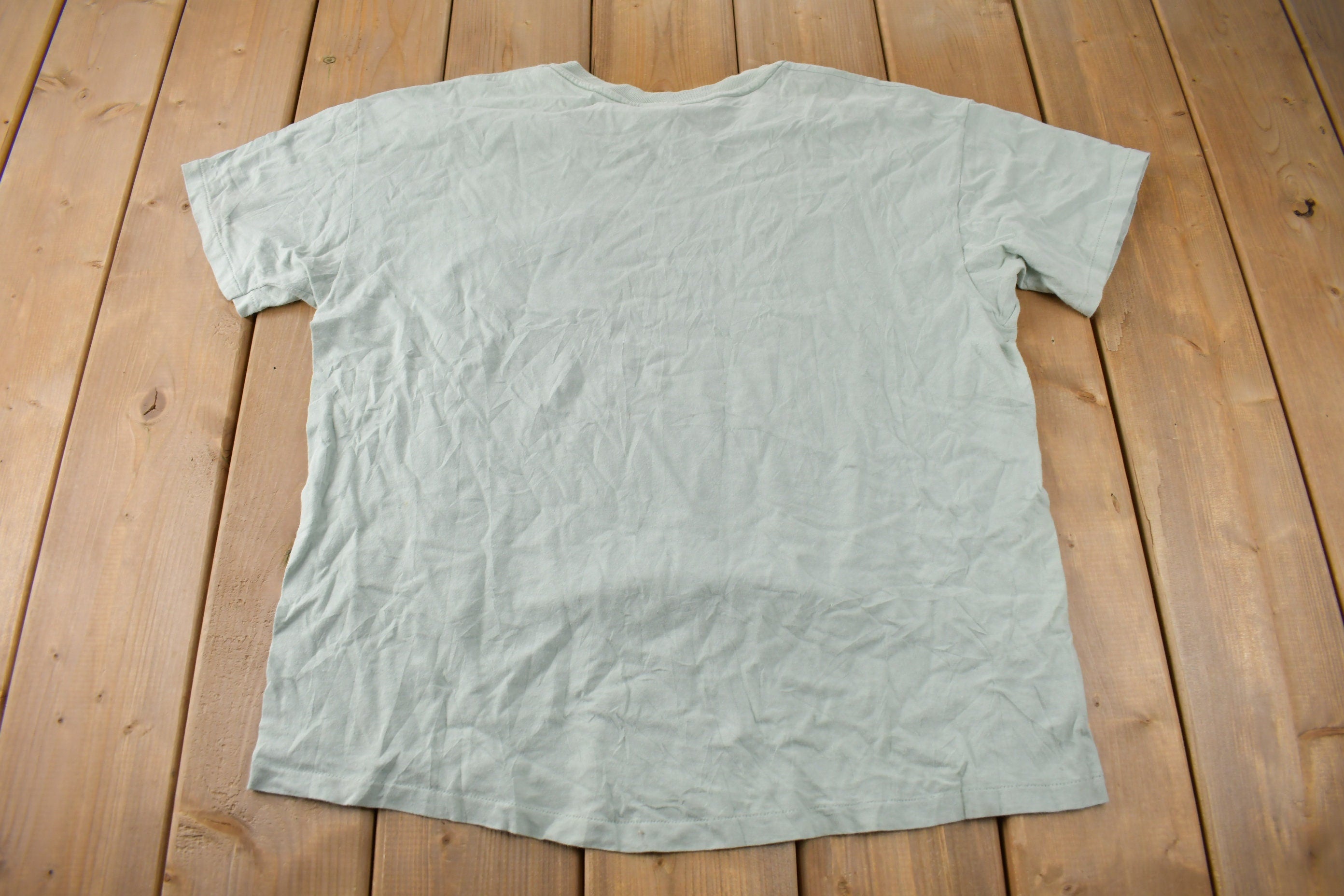 Vintage 1990s Single Stitch Hanes Blank Green T Shirt Size XL