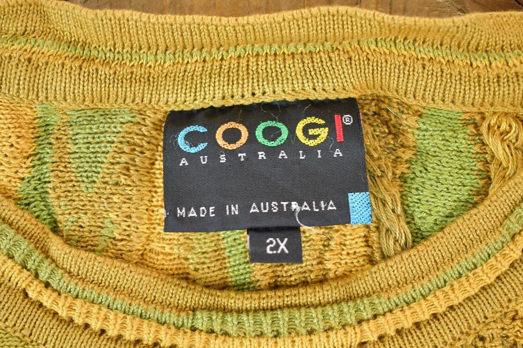 Vintage 1990s Coogi Made In Australia 3D knit 100% Cotton Abstract Pattern Crewneck Sweater