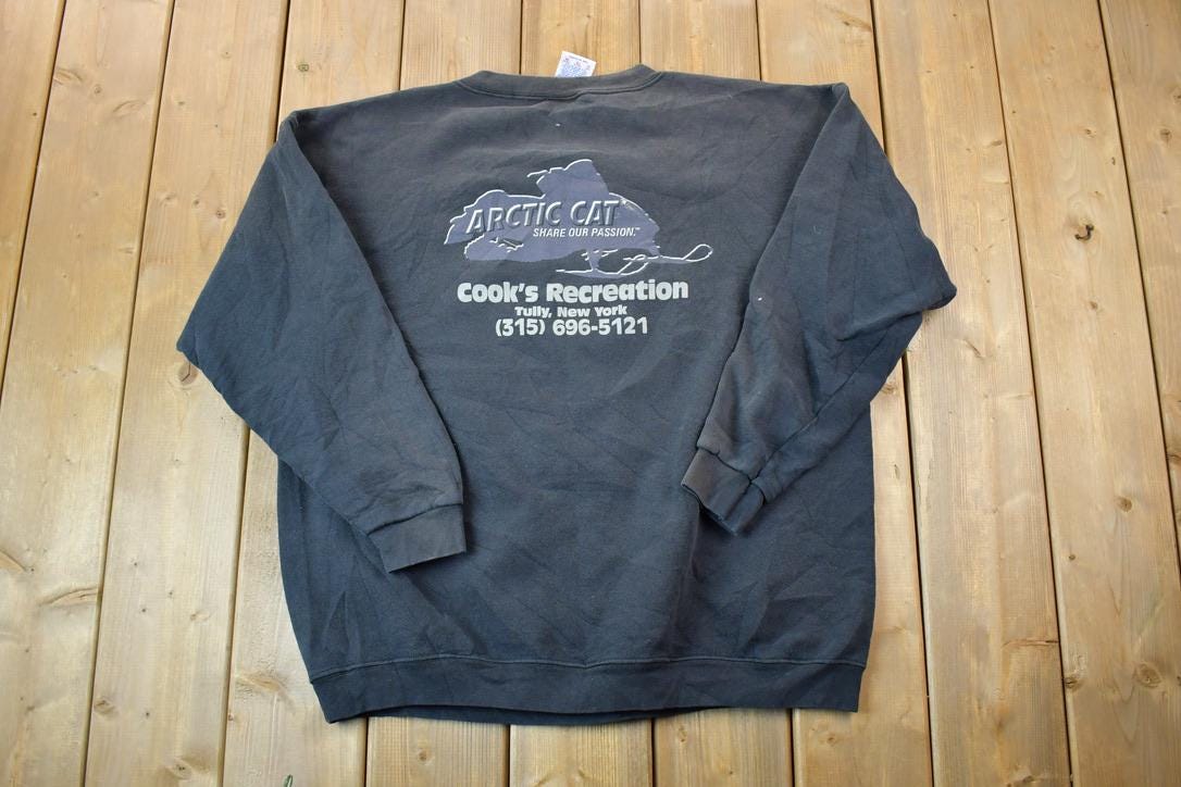 Vintage 1990s Arctic Cat Snowmobile Cooks Recreation Crewneck Sweatshirt