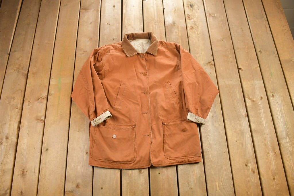 Vintage 1990s Orange And Solid Beige Reversible Jacket
