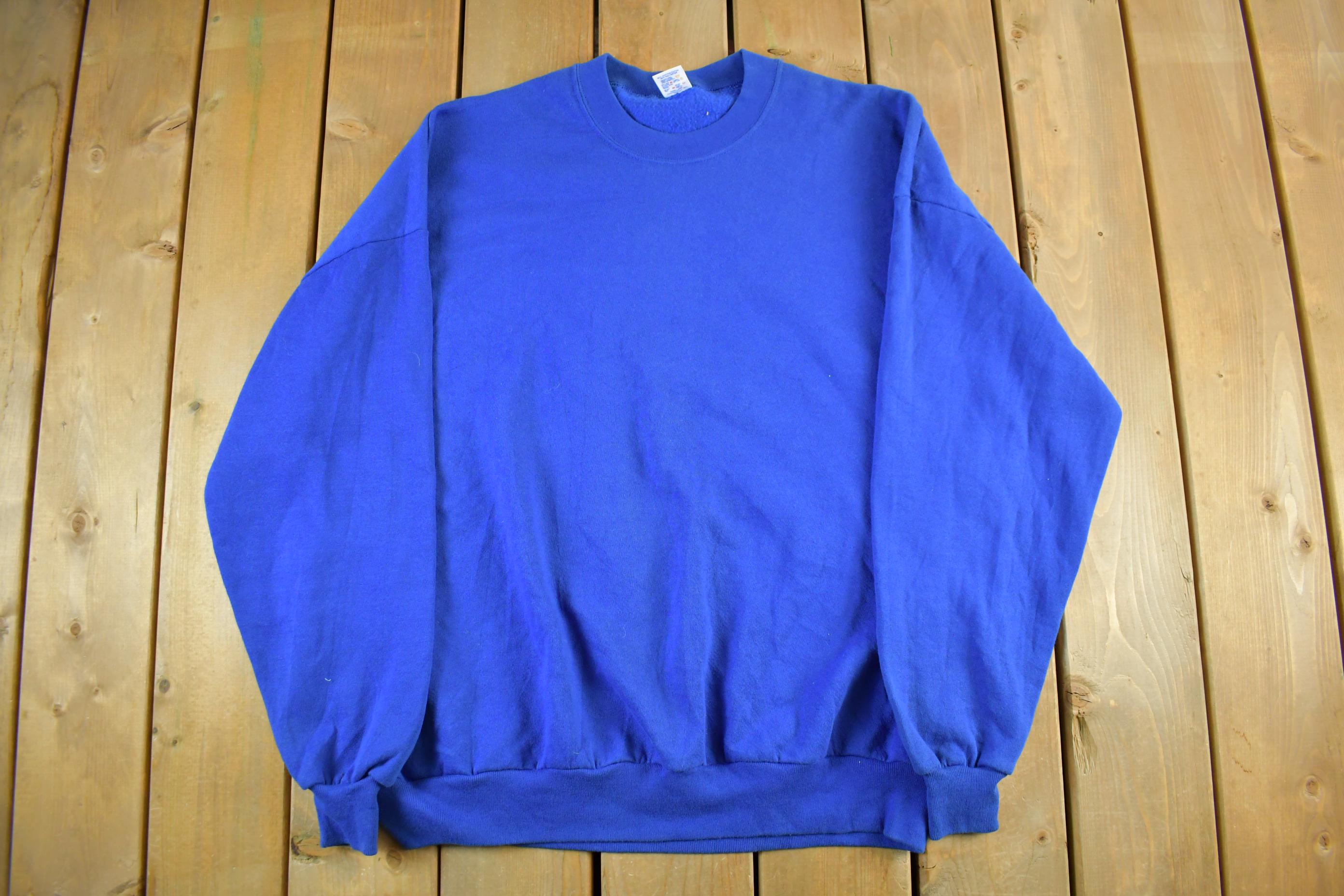 Vintage 1990s Jerzees Blank Blue Crewneck Sweatshirt Men's 3X
