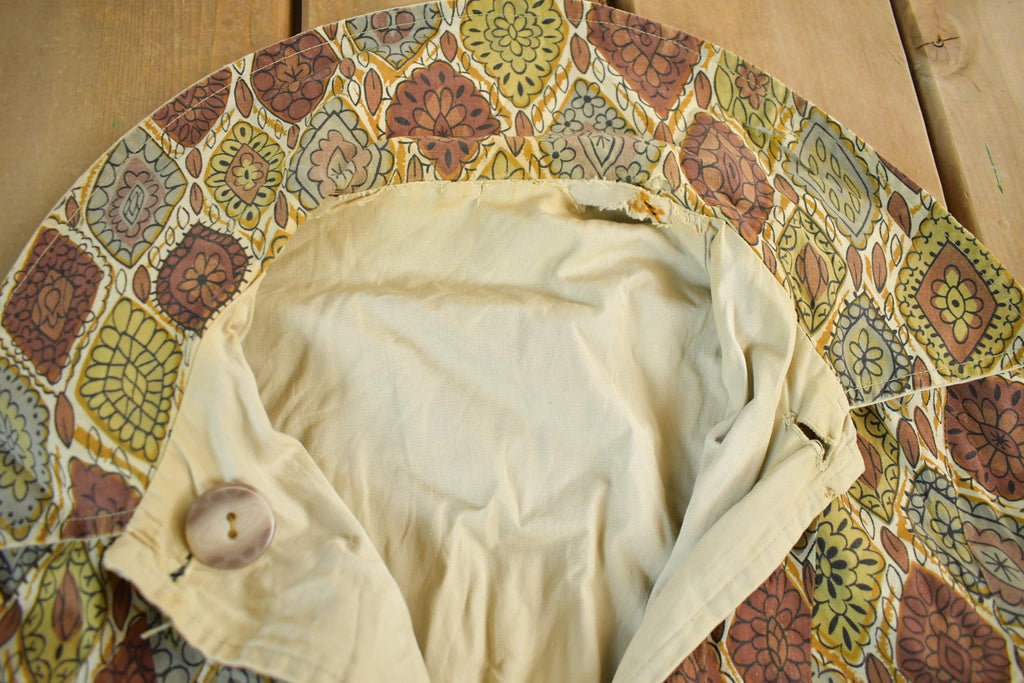 Vintage 1960s Floral Art Cute Trench Coat Women's S-M