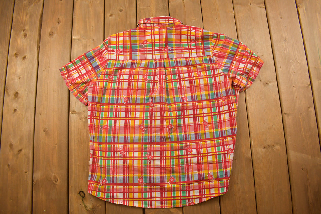 Vintage 1990s Adeiau Delafield Plaid Flannel Button Up Shirt