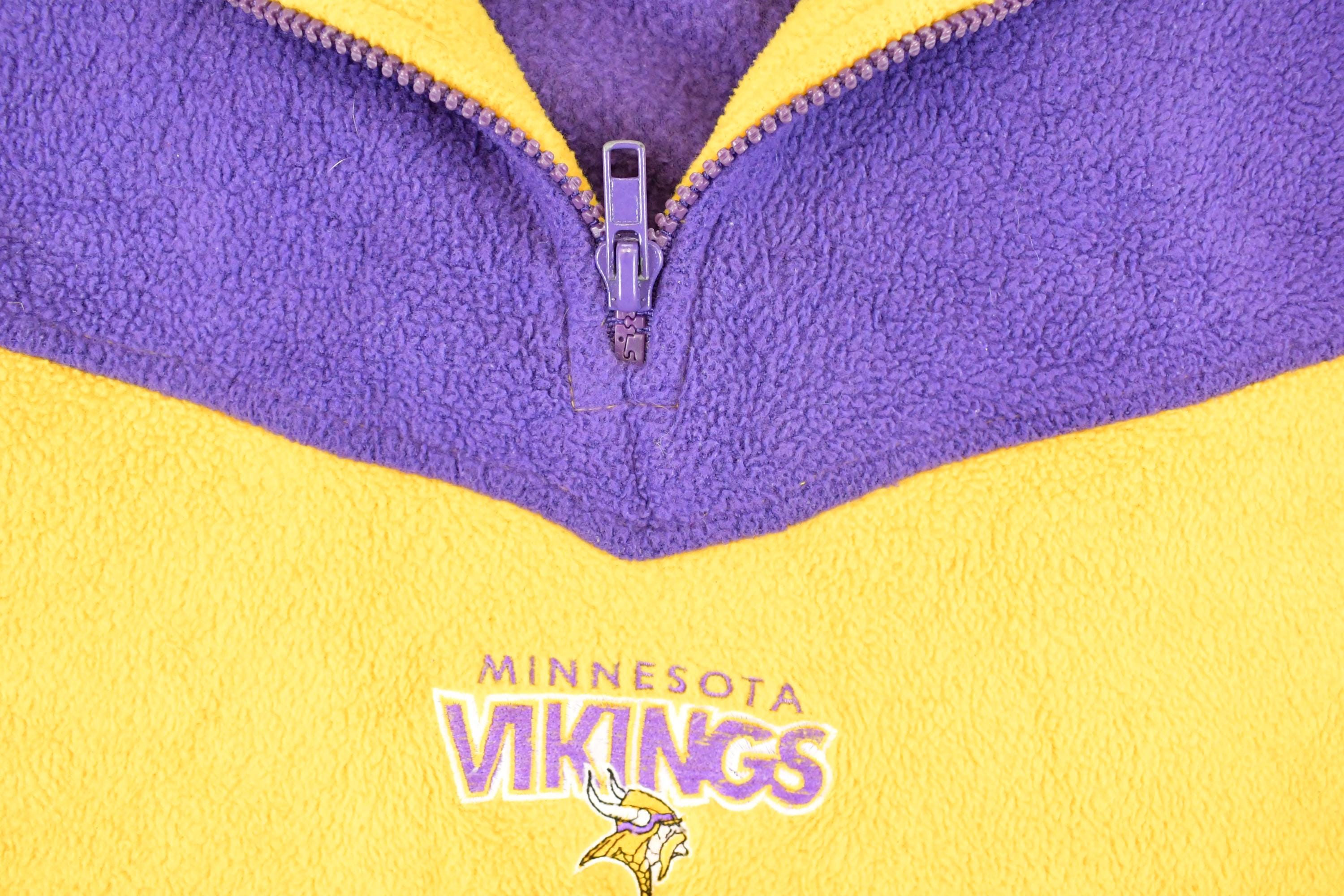 Vintage 1990s Minnesota Vikings NFL Quarter Zip Fleece Sweater Men's XL