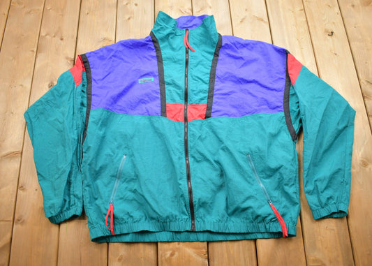 Vintage 1980s Columbia Sportswear Zip Up Windbreaker Jacket / 80s Color Block / Light Jacket / Streetwear / Radial Sleeve / 80s Wind Breaker