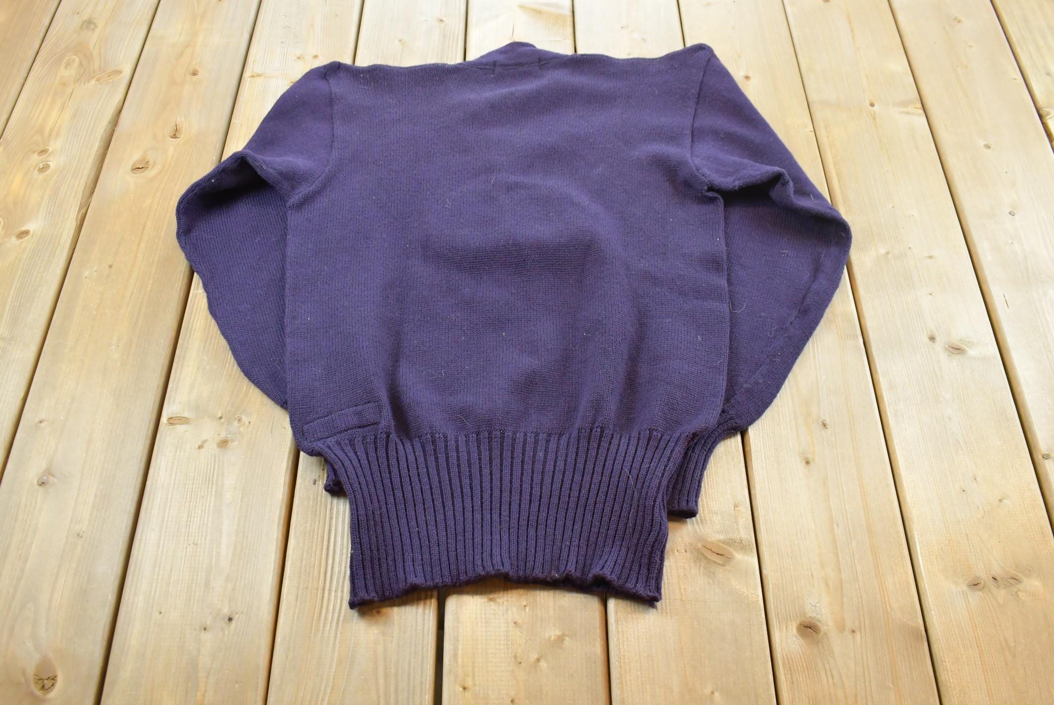 Vintage 1960s 100% Wool Collegiate Chenille Patch Varsity Style Knit Sweater True Vintage Women's M /