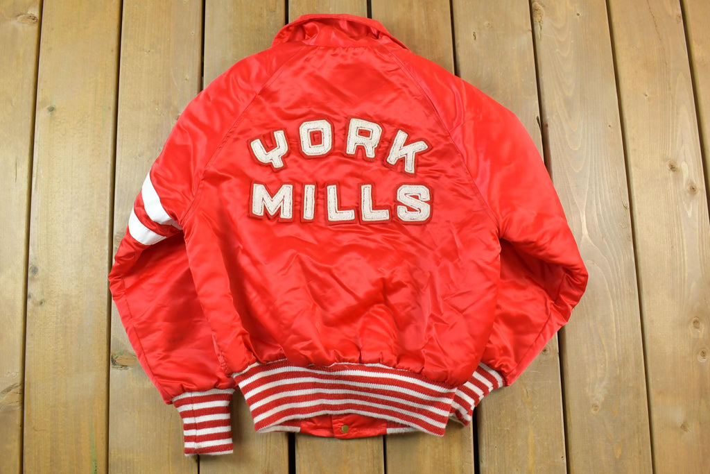 Vintage 1970s YM York Mills Youth Snap Button Satin Embroidered Jacket Made In USA
