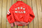Vintage 1970s YM York Mills Youth Snap Button Satin Embroidered Jacket Made In USA