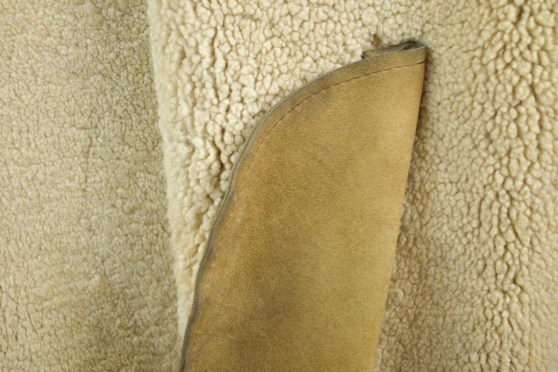 Vintage 1980s Shearling Bomber Jacket Real Leather and Wool