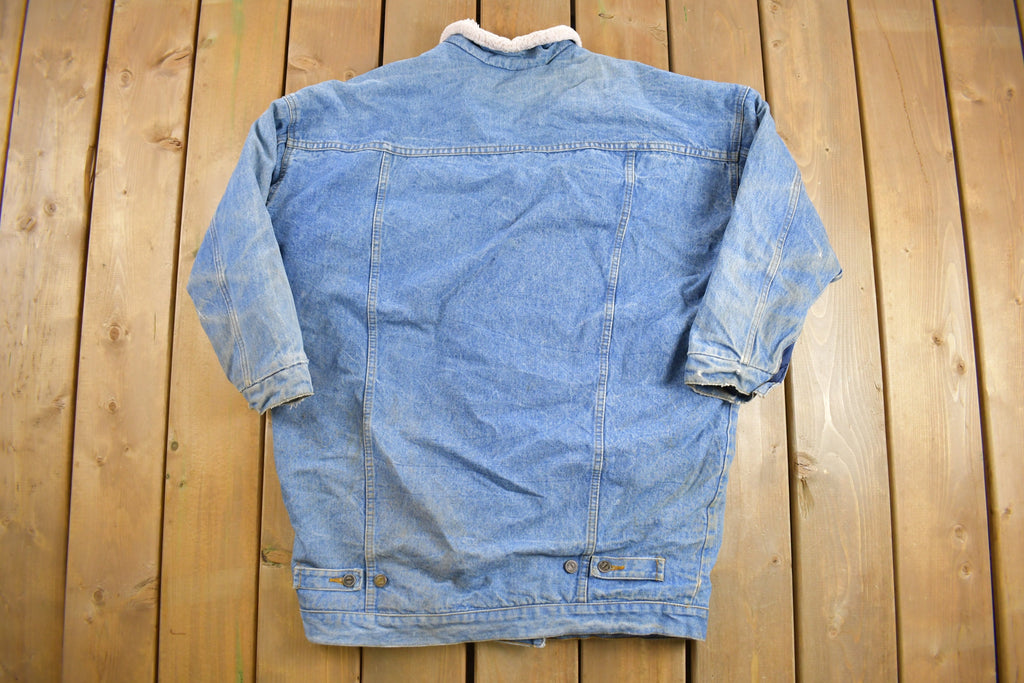 Vintage 1980s Club Sportif De Paris Sherpa Lined Long Denim Jacket
