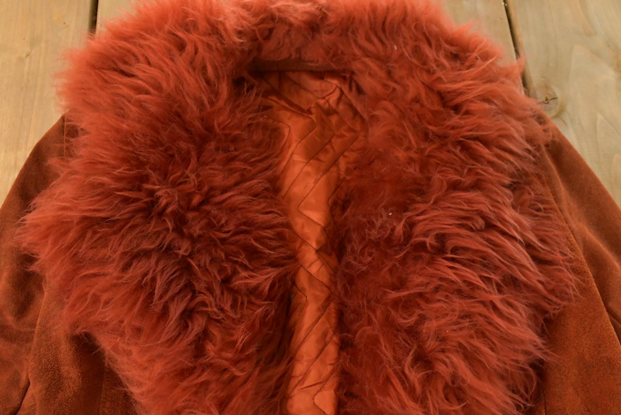 Vintage 1970s Suede Leather Faux Fur Penny Lane Style Coat Women's Small