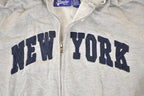 Vintage 1990s New York Embroidered Zip Up Hoodie Sweatshirt Men's XL