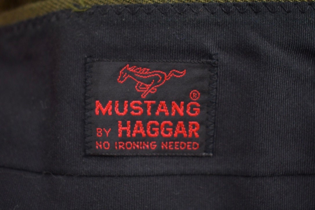 Vintage 1980s Haggar Mustang Wool Trouser Flares Size 28 x 31