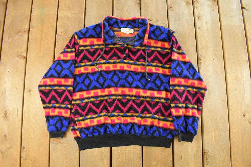 Vintage 1990s Petite Sophisticate Quarter Zip Fleece Sweater Women's Medium