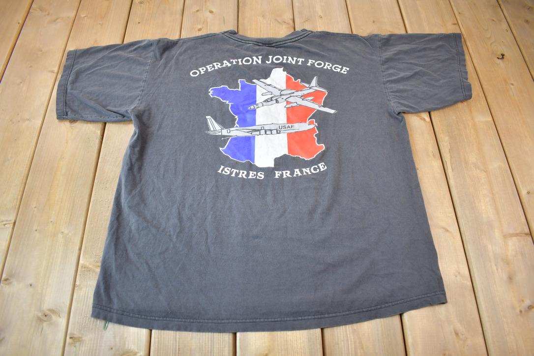 Vintage 1990s NATO Operation Joint Forge Istres France Graphic T-Shirt Size XL