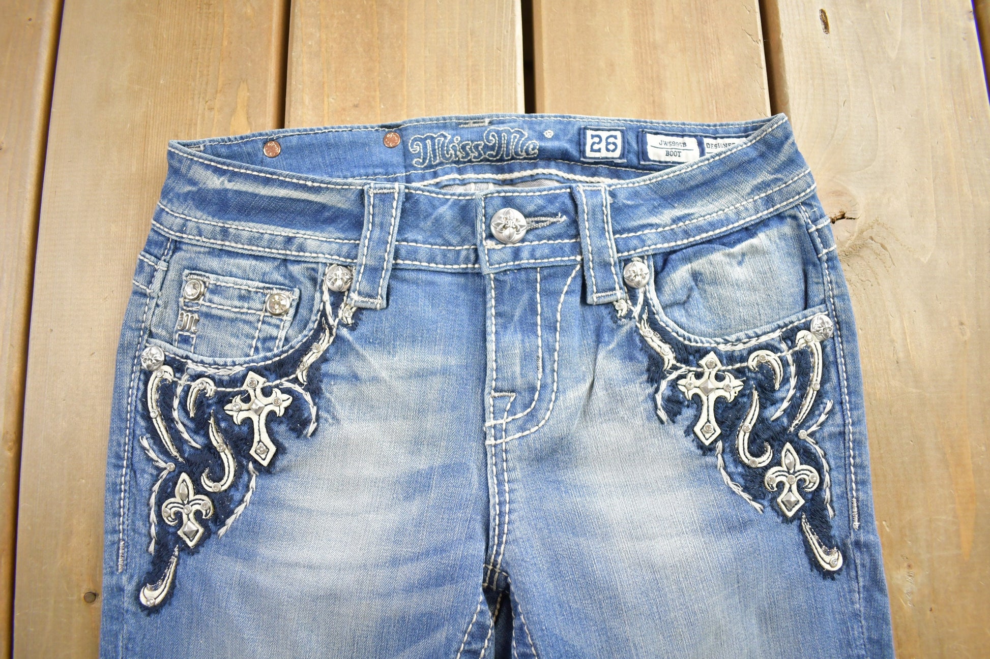 Vintage Y2K Miss Me Faded Low Rise Jeans Size Boot Cut Size 26x33