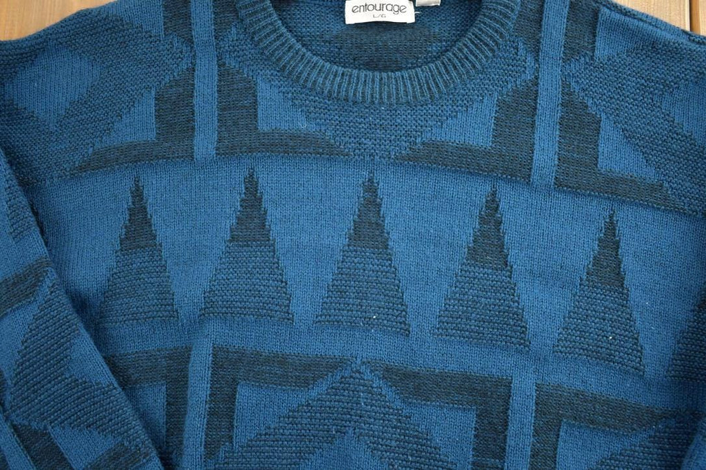 Vintage 1990s Entourage Knit Abstract Pattern Crewneck Sweater