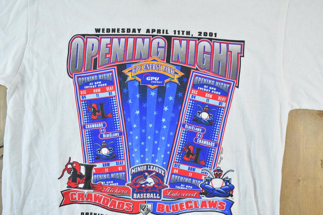 Vintage 2001 Crawdads Baseball Opening Night Collegiate T-Shirt /