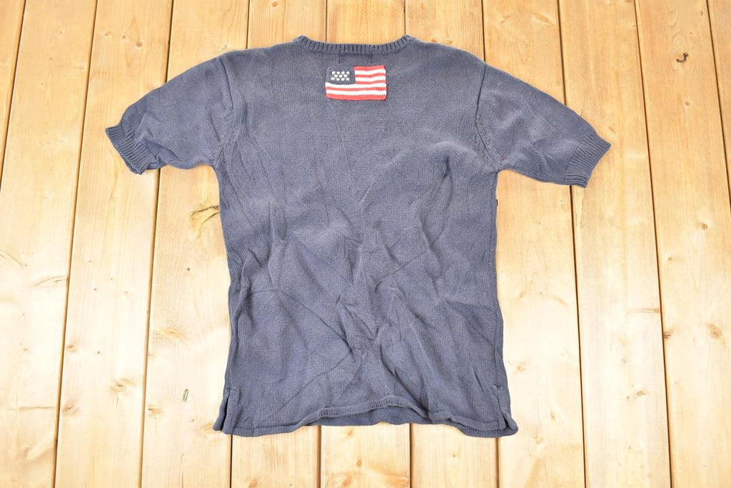 Vintage 1990s Cervelle American Flag Knit Crewneck Sweater Women's M