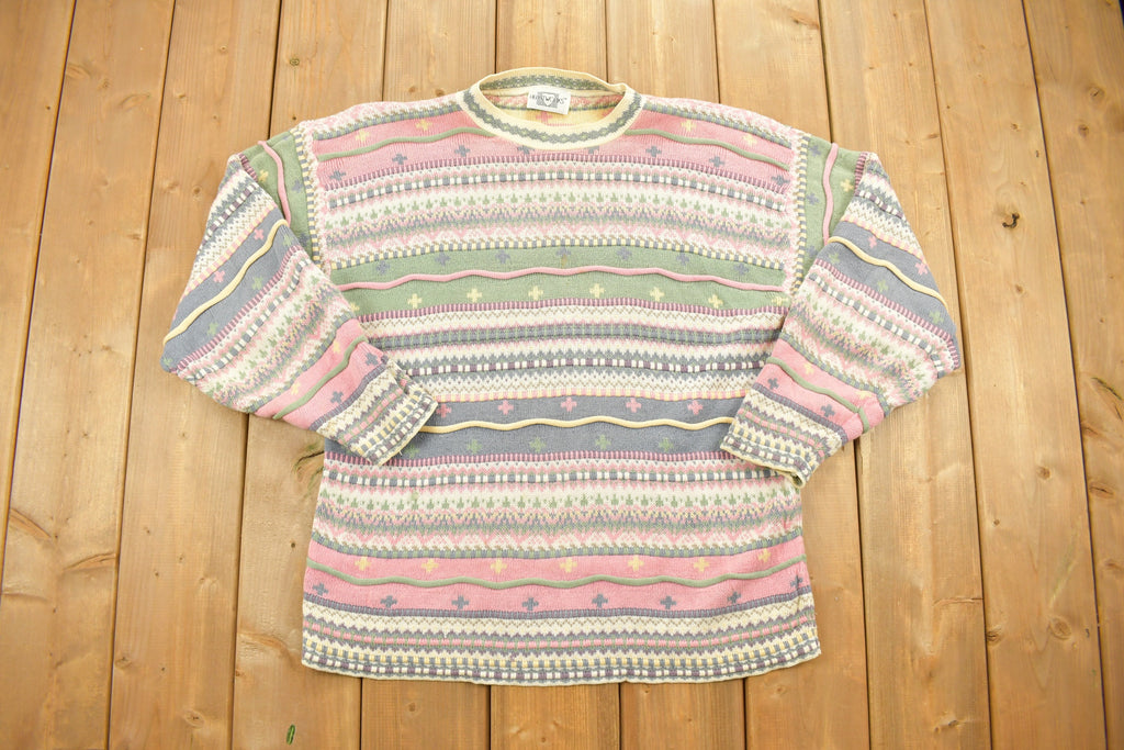 Vintage 1990s Heartworks Aztec Graphic Knitted Sweater