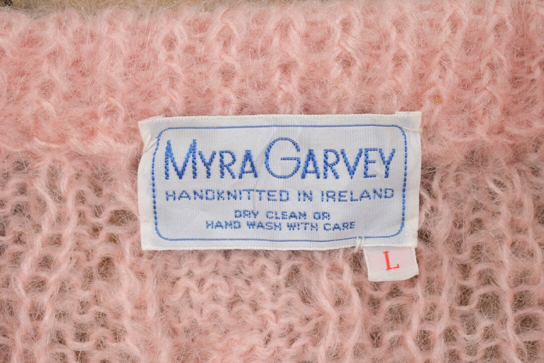 Vintage 1980s Hand Knitted Myra Garvey Cardigan Sweater