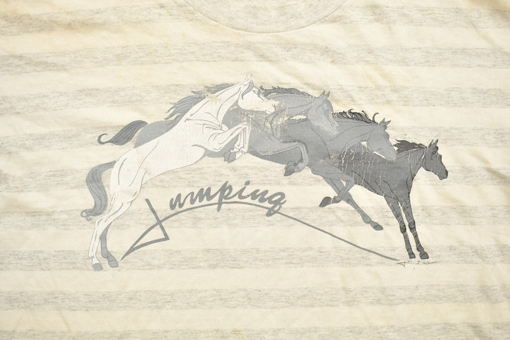 Vintage 1990s Horses Jumping Print Graphic T-Shirt