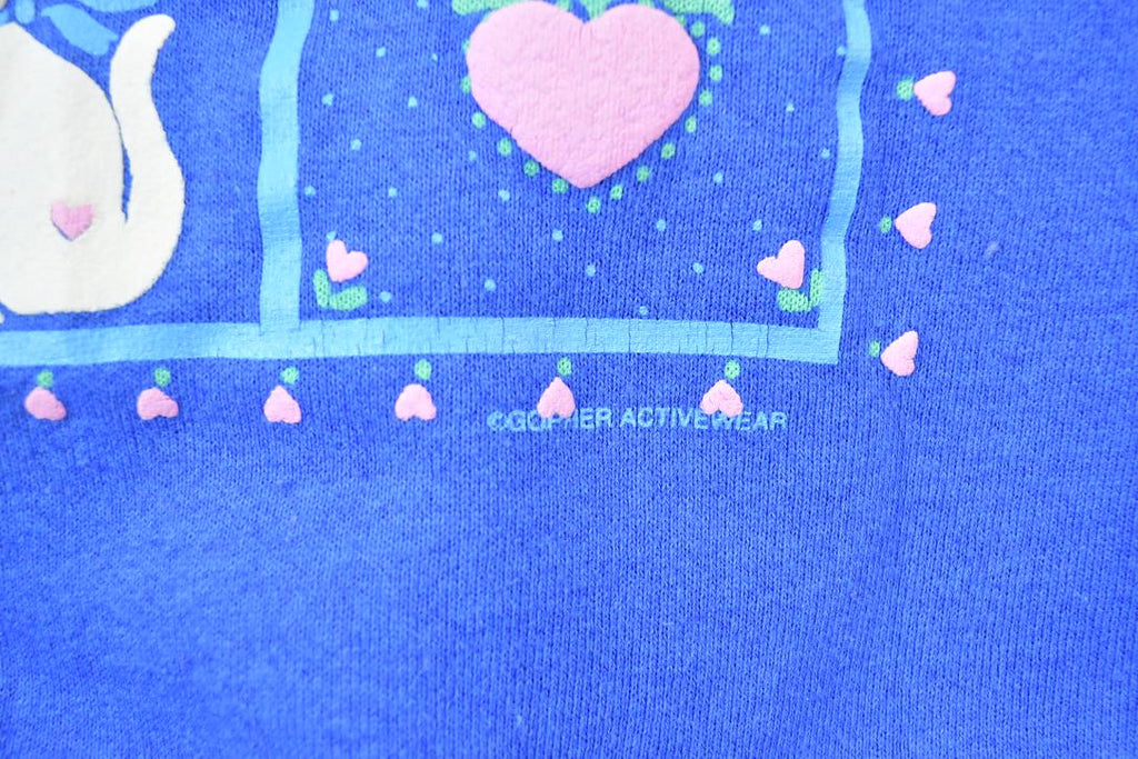 Vintage 1990s Country At Heart Cat Theme Double Collar Cute Crewneck Sweater