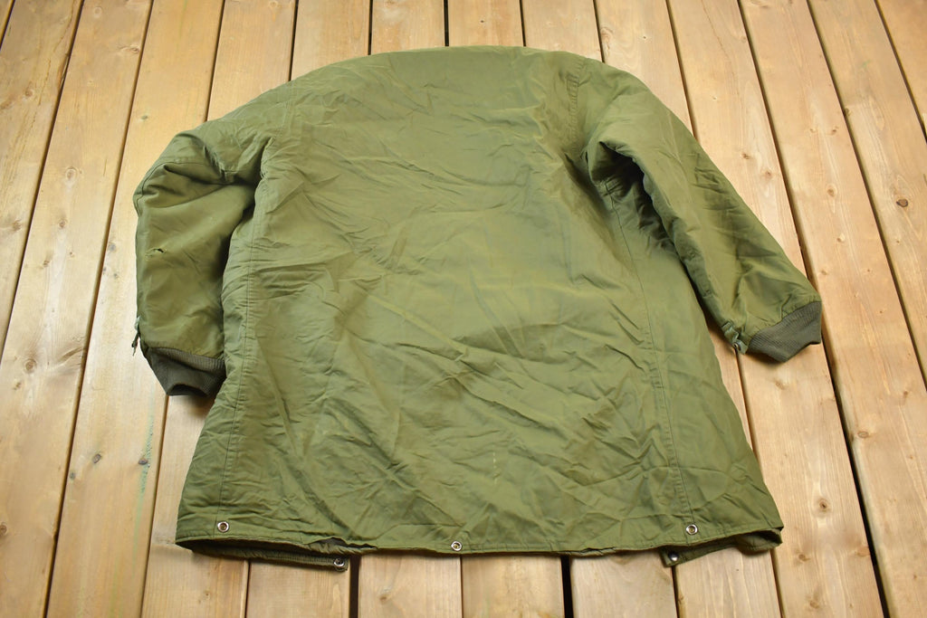 Vintage Military Button Up Long Bomber Army Jacket
