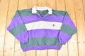 Vintage 1990s Cherokee Sport Collared Striped Varsity Crewneck Sweatshirt Men's L Boxy