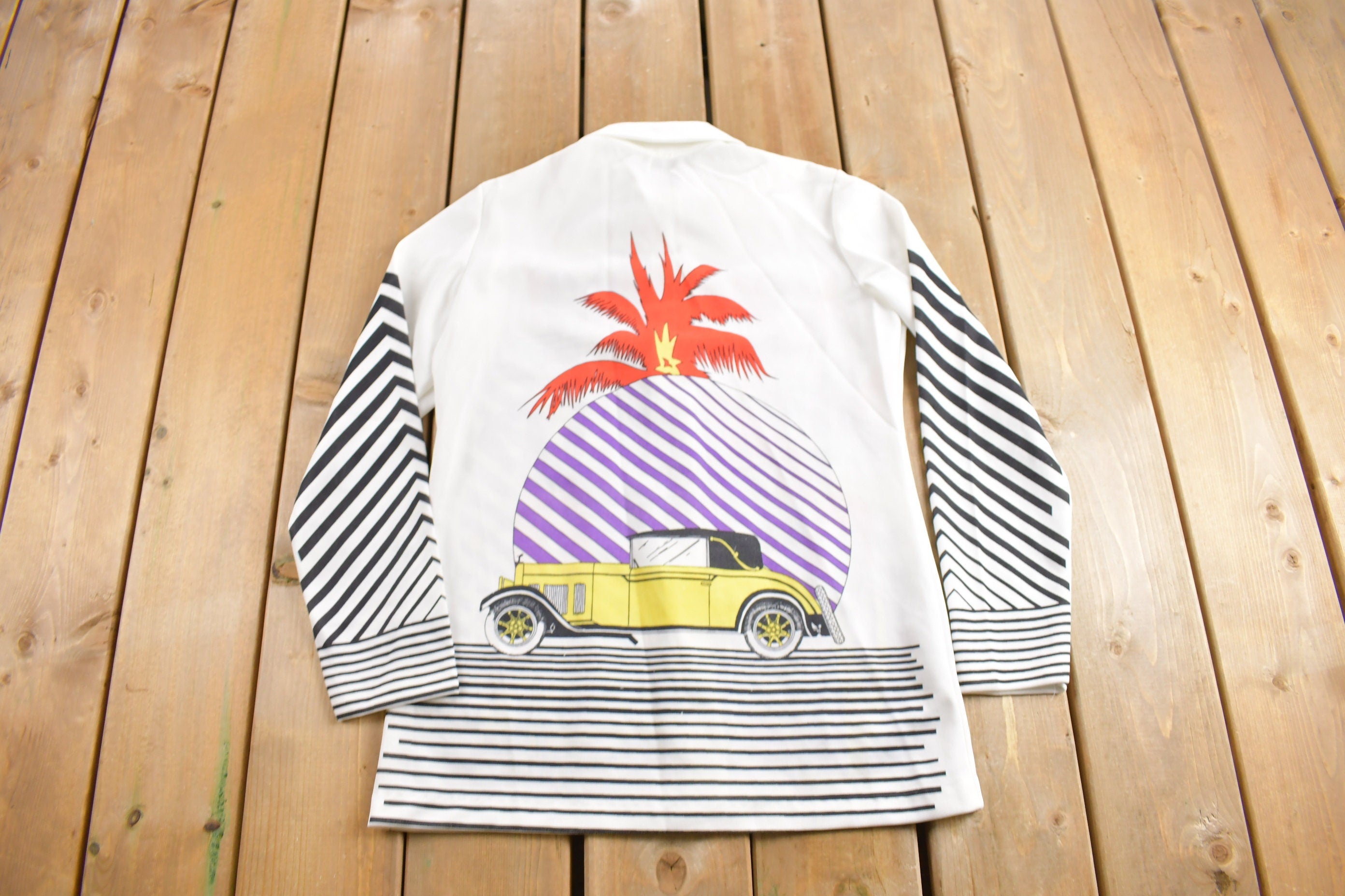 Vintage 1970s Parisian Art Deco Graphic Button Up Shirt
