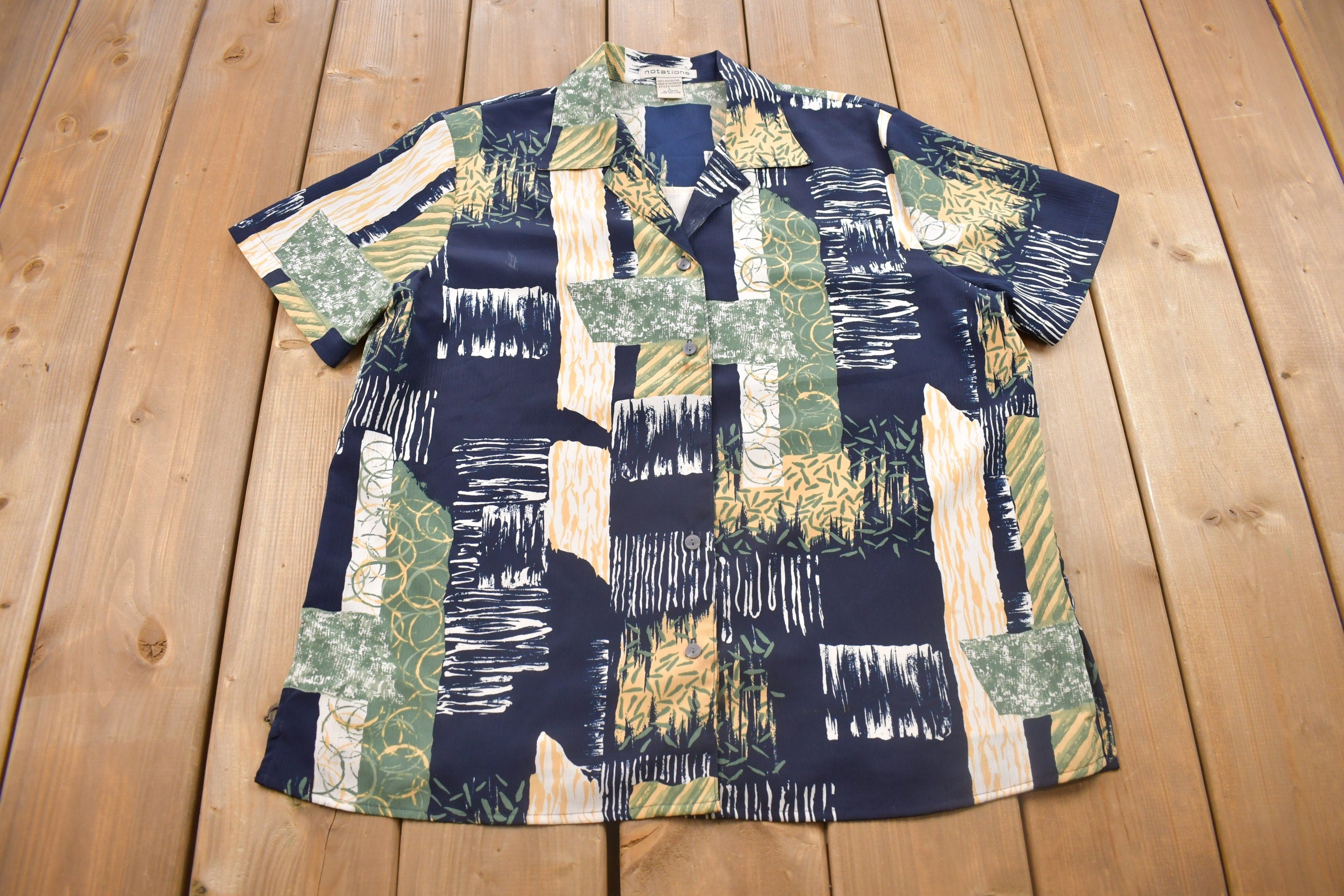 Vintage 1990s Notations Button Up Short Sleeve Shirt