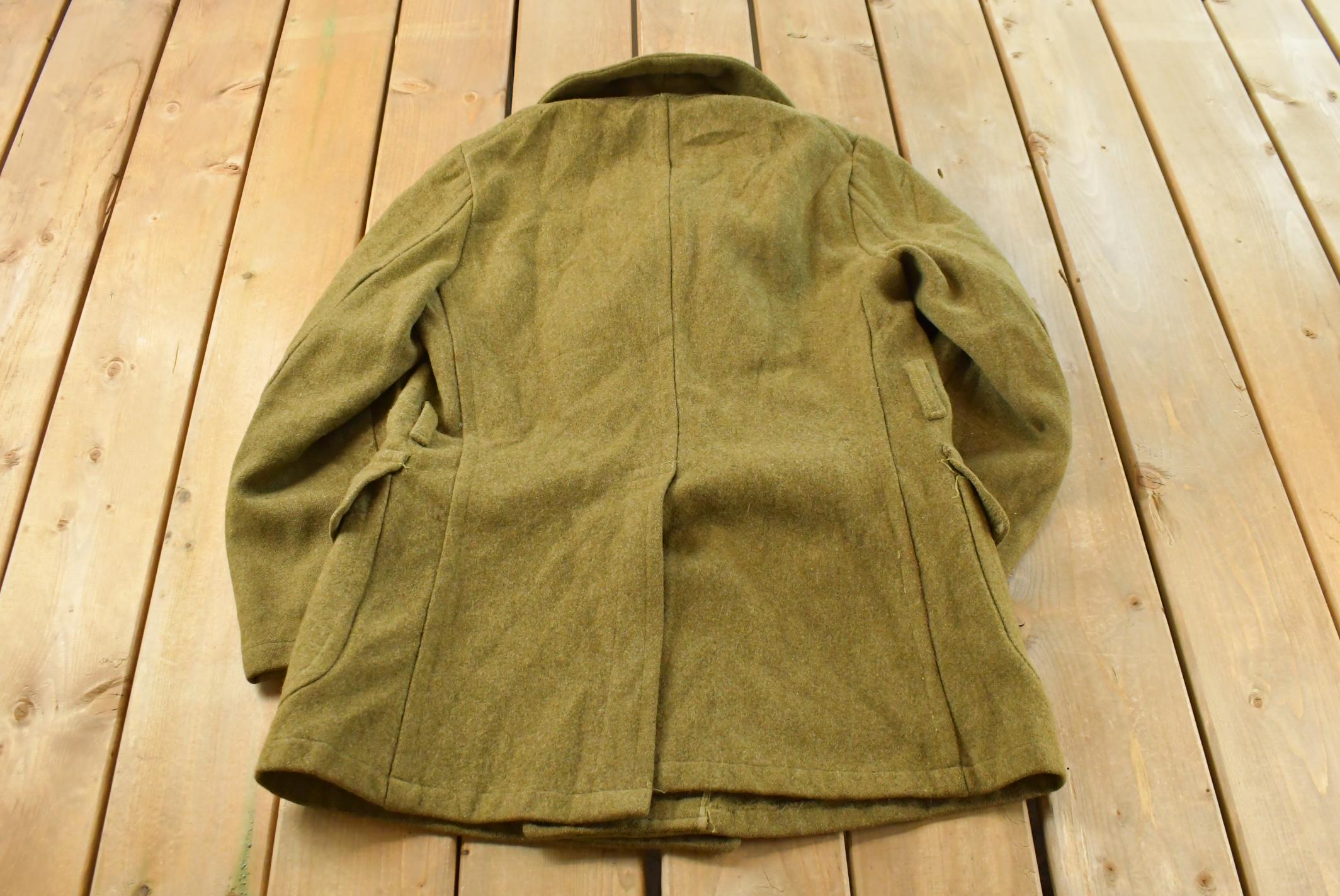 Vintage 1920s WW1 Mackinaw Short Overcoat Wool Army Jacket Men's S