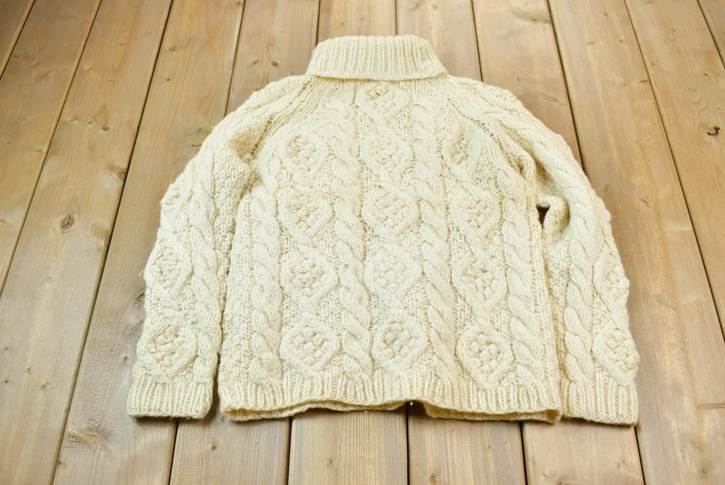 Vintage 1990s Hand Knit Cable Knit Sweater