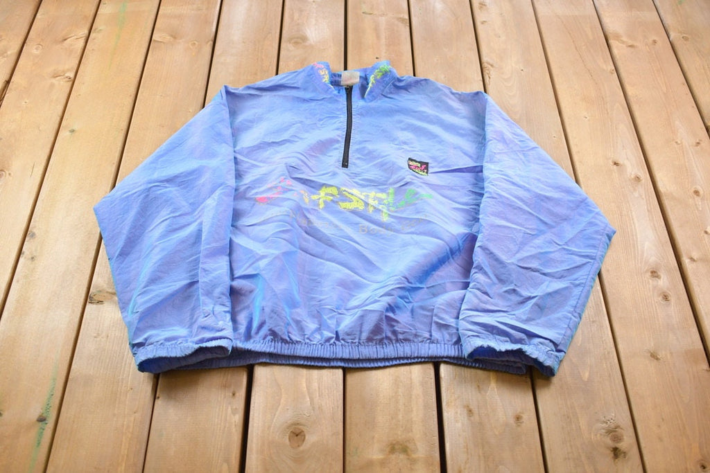 Vintage 1990s Surf Style Quarter Zip Pull Over Windbreaker Jacket