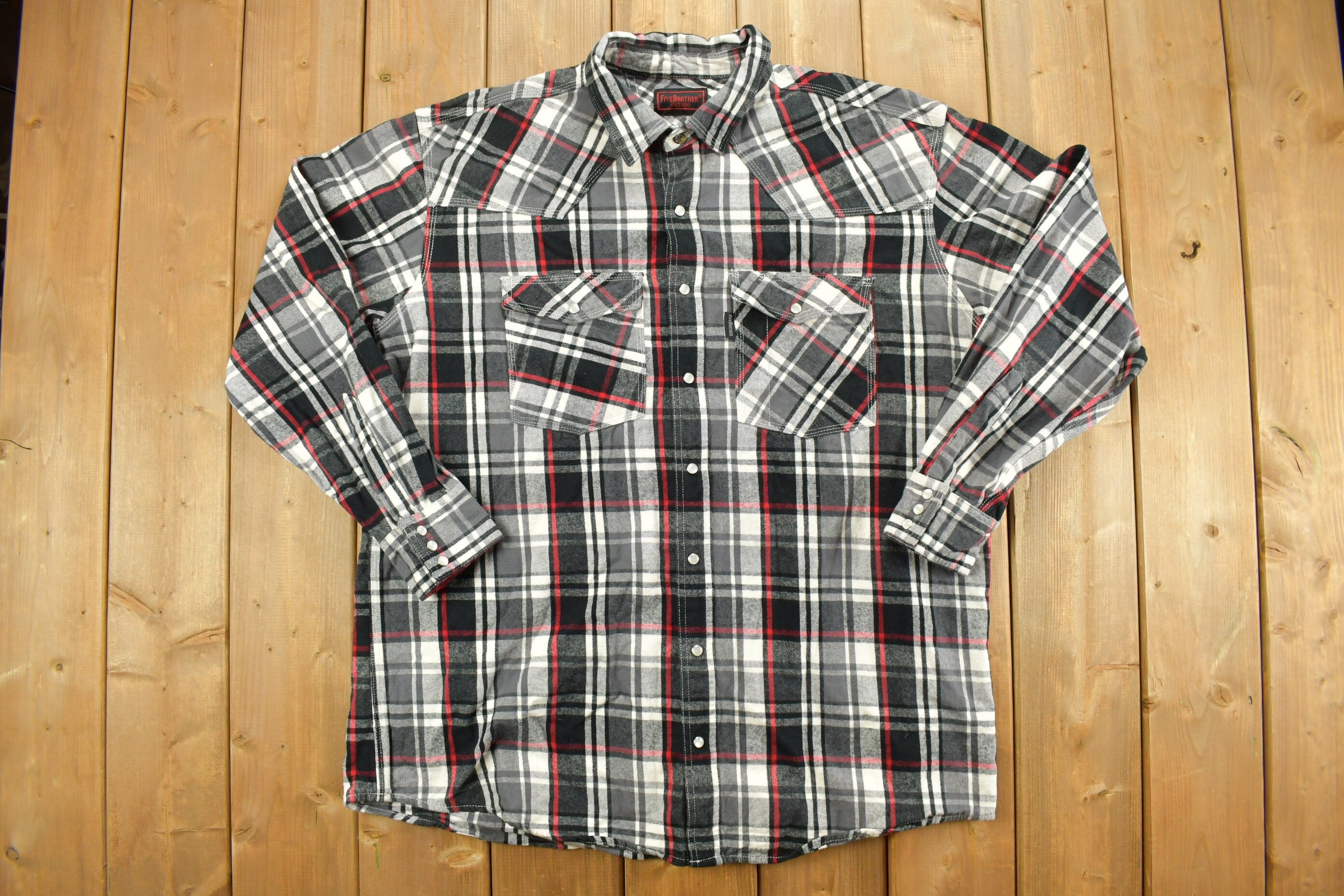 Vintage 1990s Five Brother Plaid Button Up Shirt