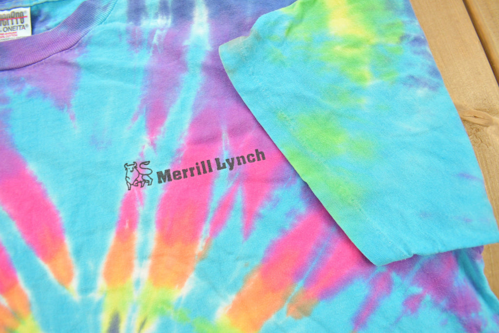 Vintage 1990s Merrill Lynch Investment Management Graphic Tie Dye T Shirt