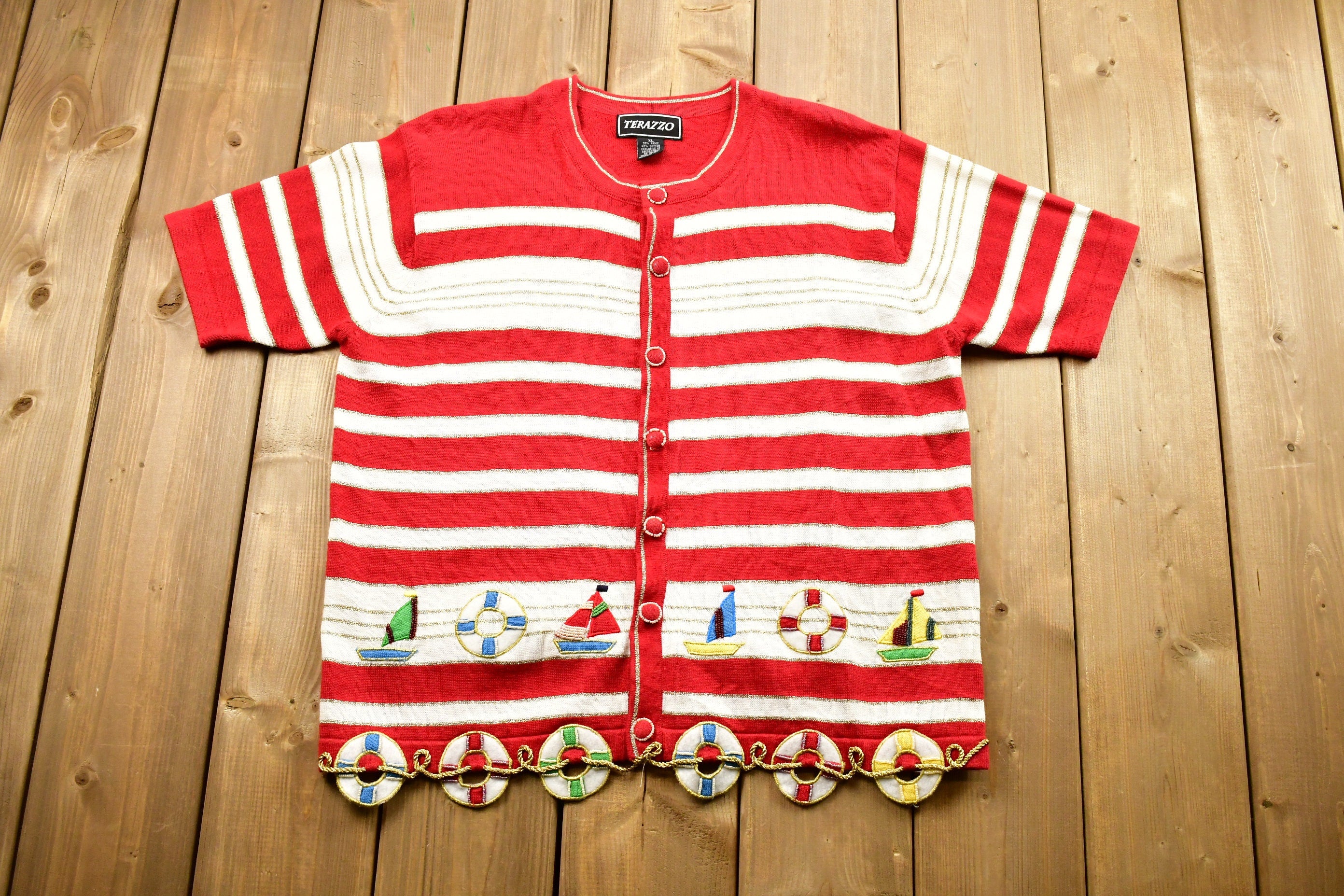 Vintage 1980s Short Sleeve Knit Sweater