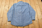 Vintage 1990s Blue Button Up Shirt With Lapels