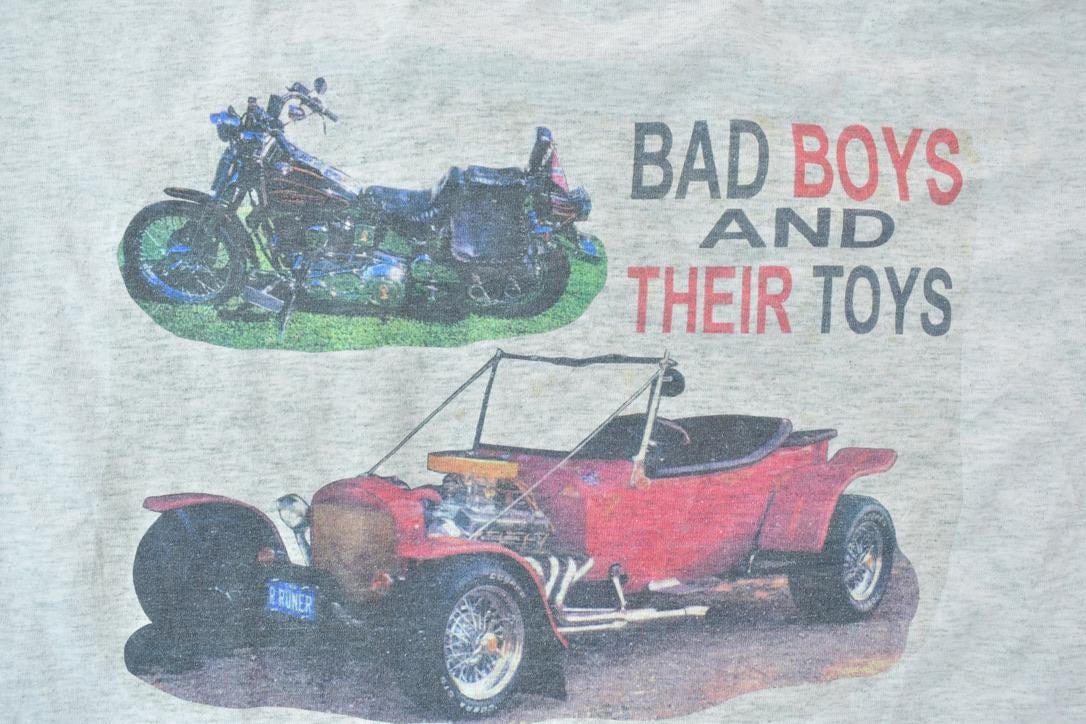 Vintage 1990s Bad Boys And Their Toys Motorcycle Graphic T-Shirt