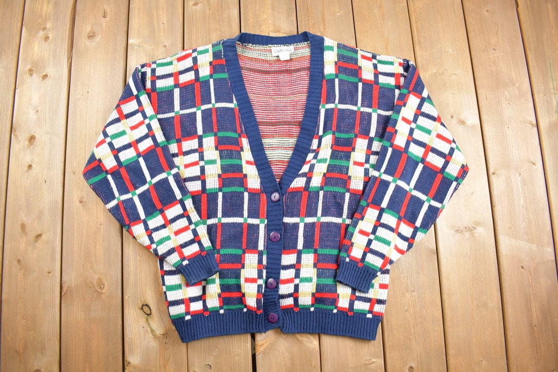 Vintage 1990s Cabin Creek Colorful Knit Cardigan Sweater