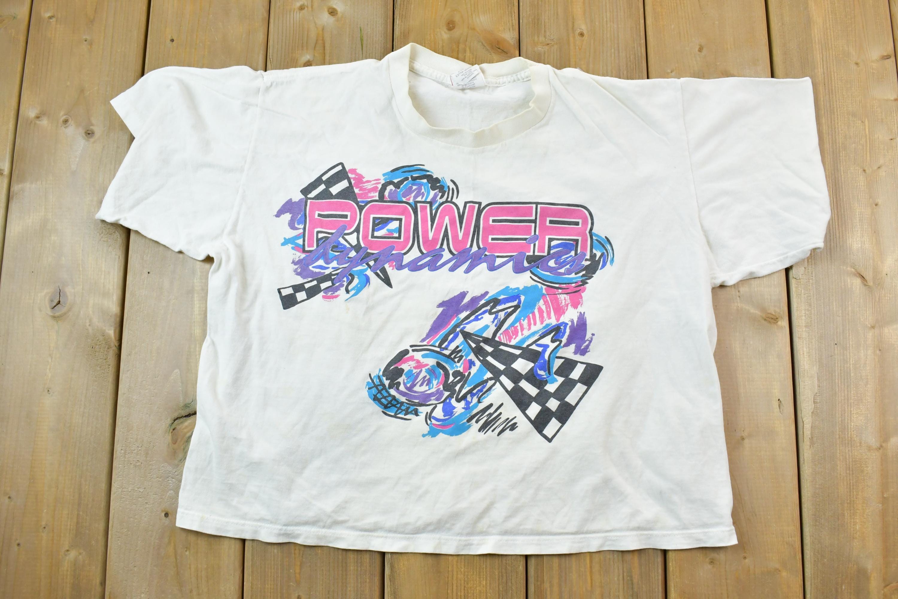 Vintage 1990s Power Dynamics Neon Graphic T-Shirt