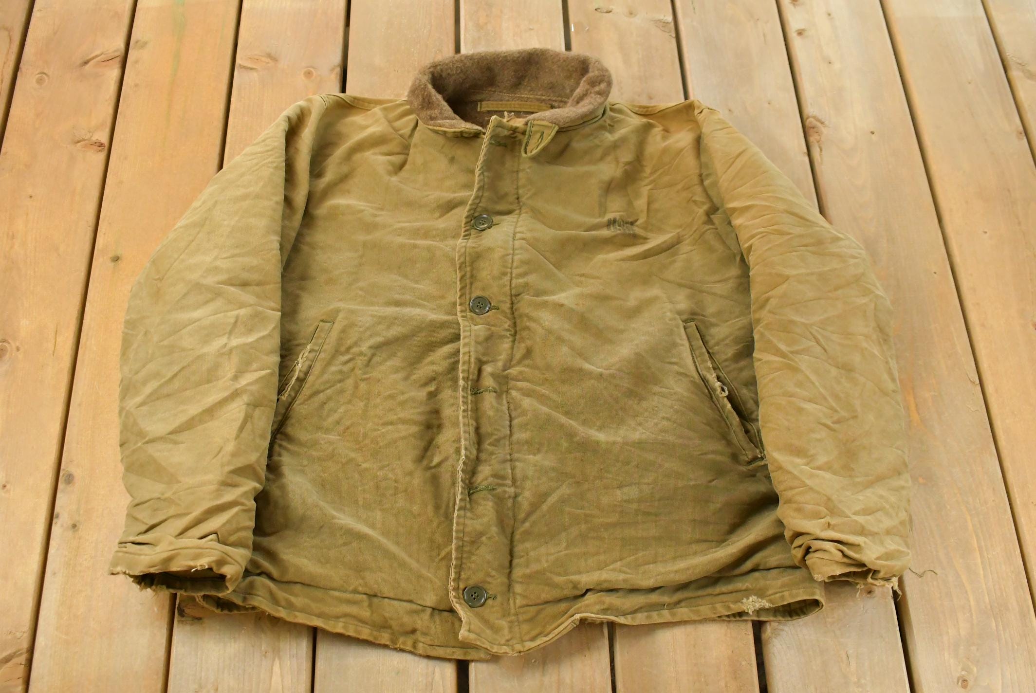 Vintage 1940s Navy N-1 Deck Jacket Men's Large /