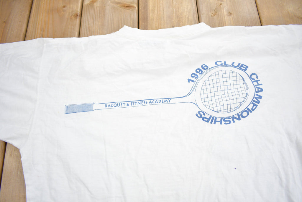 Vintage 1996 Racquet & Fitness Academy Club Championships Graphic T Shirt