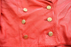 Vintage 1980s Womens Red Leather Embroidered Abstract Pattern Light Jacket