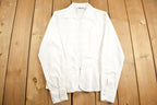 Vintage 1990s Womens Enara Camice Lace Detail Blank White Button Up Shirt