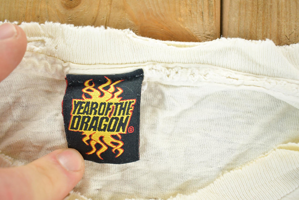 Vintage Y2K Year Of The Dragon Super Thrashed Crewneck Sweatshirt Mens L